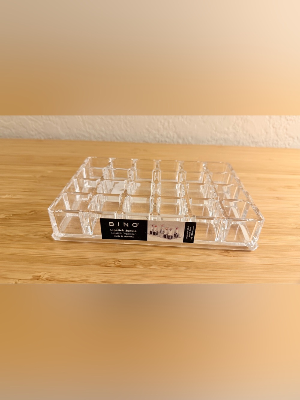 BINO 24 Slot Acrylic Lipstick Organizer Clear Makeup Vanity Storage